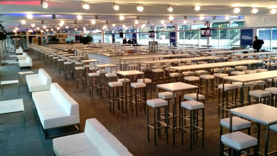 Stehtisch, Niro - Gr��e: 60 x 180 cm - Platte: wei�