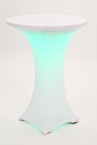 Stehtisch, rund, 80 cm, mit LED-Beleuchtung & Husse