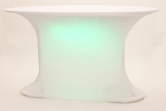 Stehtisch, oval, mit LED-Beleuchtung & Husse