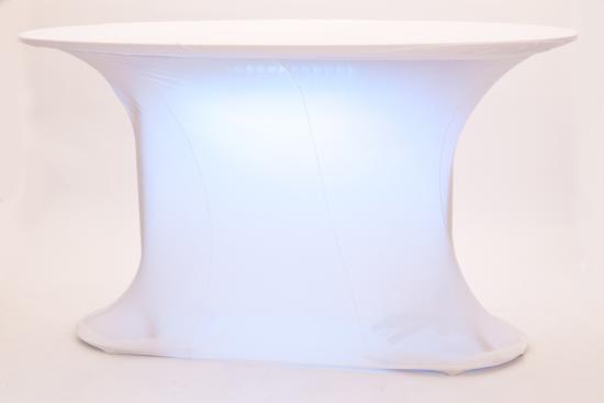 Stehtisch, oval, mit LED-Beleuchtung & Husse