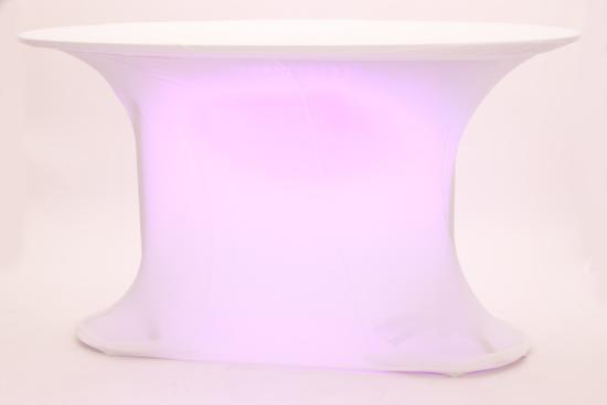 Stehtisch, oval, mit LED-Beleuchtung & Husse