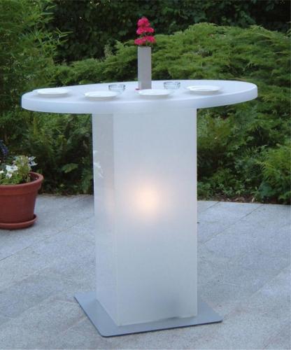Stehtisch mit ovaler Platte, Plexi, mit LED-Beleuchtung
