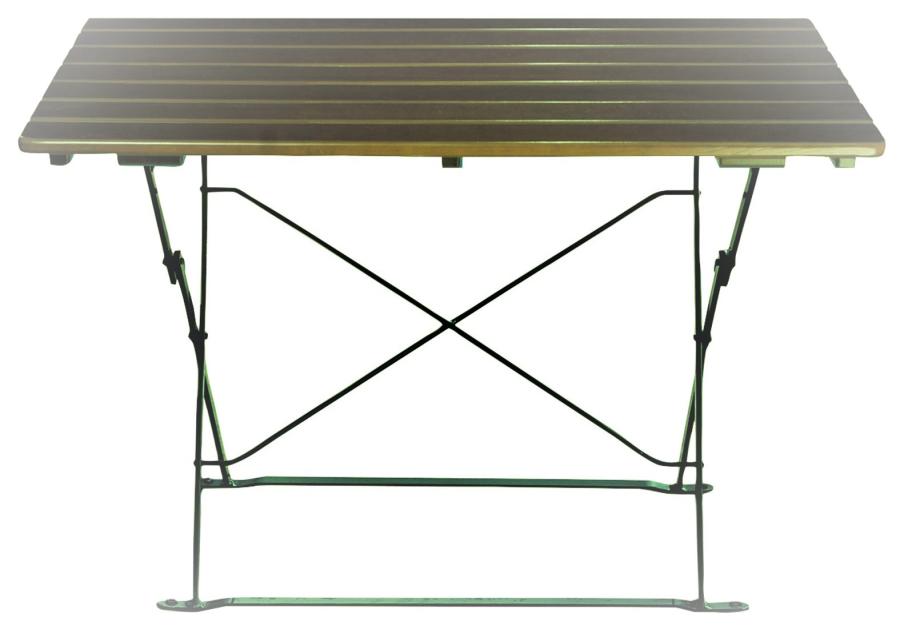 Gartentisch mit Holzlattung, Farbe: Holz Kastanie, Gestell gr�n