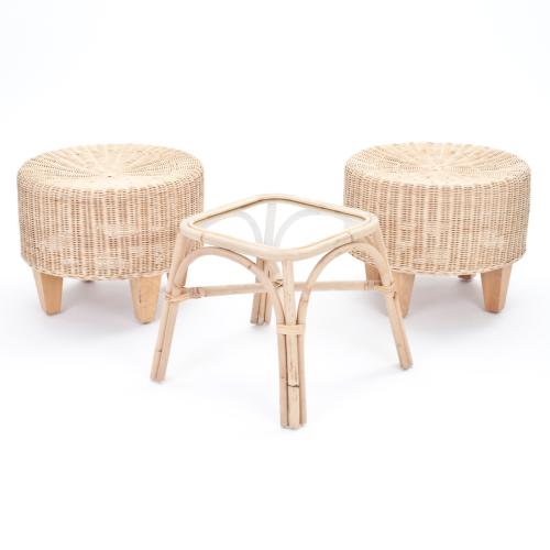 Gartentisch, Rattan, Glas