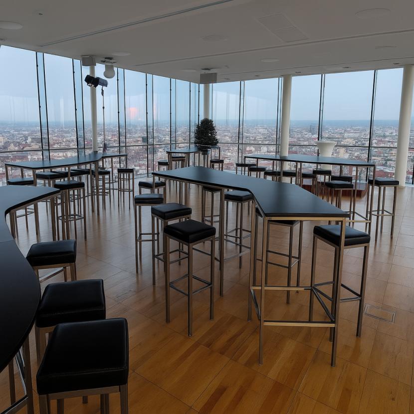 Stehtisch, Niro, Spezial - Form: Wave - Farbe: schwarz