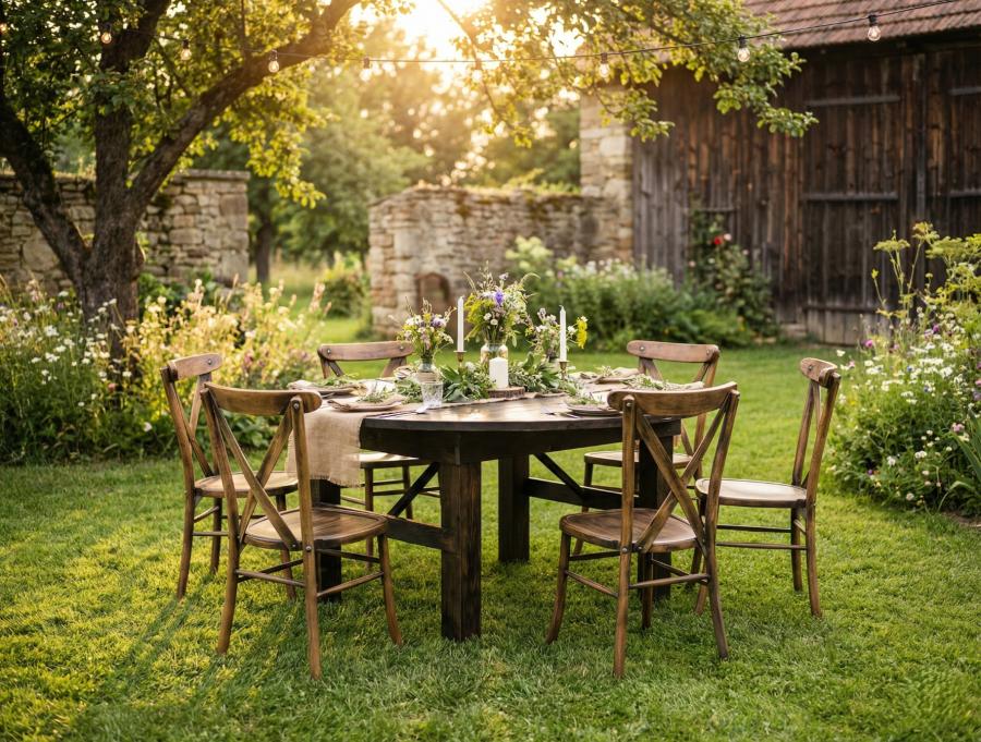 Cottage Tisch, rund, braun