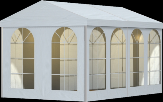 Festzelt - Breite: 4 m - L�nge:  9 m - Seitenh�he: 3 m - Firsth�he: 3,65 m