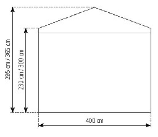 Festzelt - Breite: 4 m - L�nge:  9 m - Seitenh�he: 3 m - Firsth�he: 3,65 m