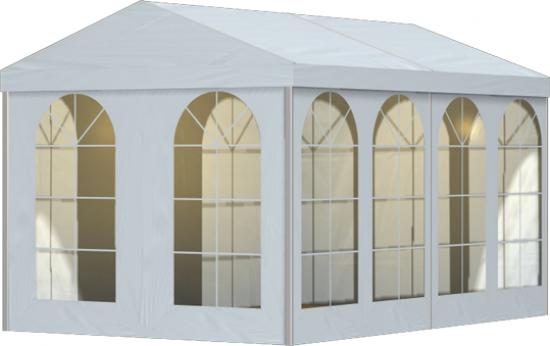 Festzelt - Breite: 4 m - L�nge:  9 m - Seitenh�he: 3 m - Firsth�he: 3,65 m