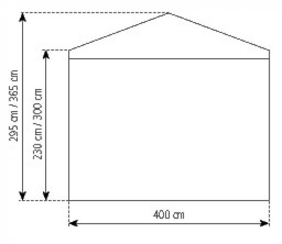 Festzelt - Breite: 4 m - L�nge:  9 m - Seitenh�he: 3 m - Firsth�he: 3,65 m