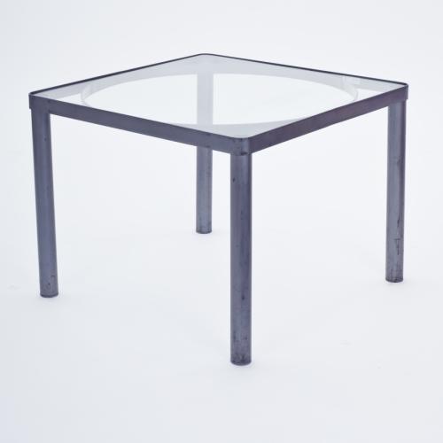 Couchtisch mit Glasplatte, 55 x 55 cm, grau