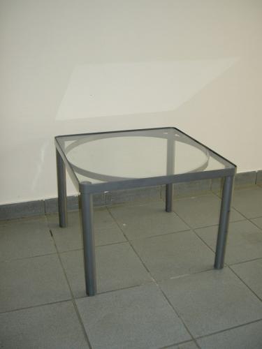 Couchtisch mit Glasplatte, 55 x 55 cm, grau