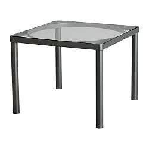 Couchtisch mit Glasplatte, 55 x 55 cm, grau