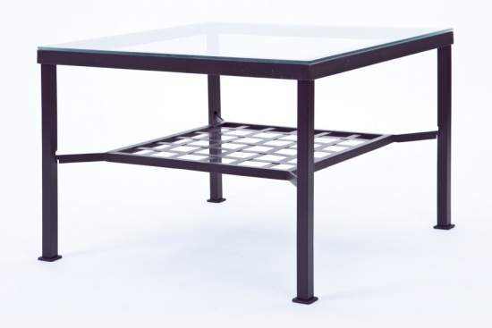 Couchtisch mit Glasplatte, schwarz - Gr��e: 68 x 68 cm