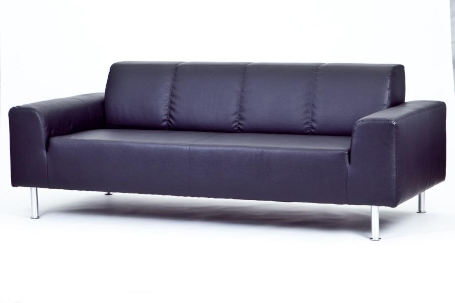 Ledersofa mit abgesetzter Seitenlehne - Gr��e: f�r 3 Personen - Farbe: schwarz
