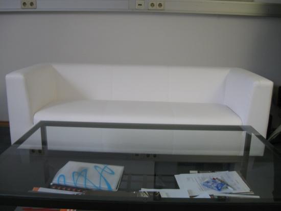 Ledersofa mit gleichhoher Seitenlehne - Gr��e: f�r 3 Personen - Farbe: wei�