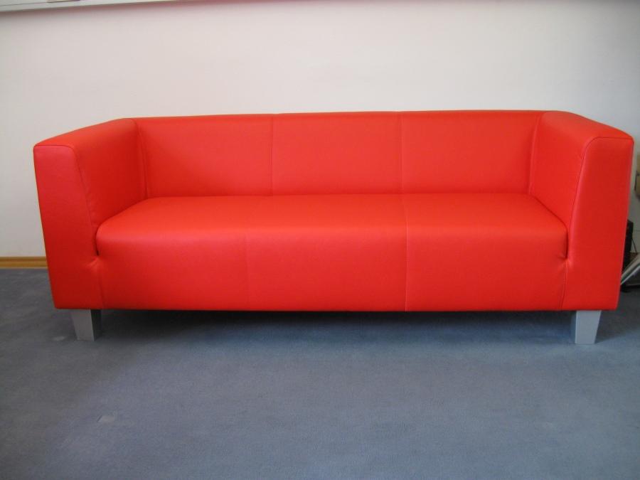Ledersofa mit gleichhoher Seitenlehne - Gr��e: f�r 3 Personen - Farbe: rot