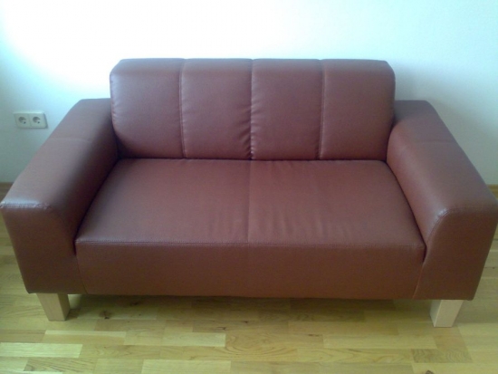 Ledersofa mit abgesetzter Seitenlehne - Gr��e: f�r 2 Personen - Farbe: braun