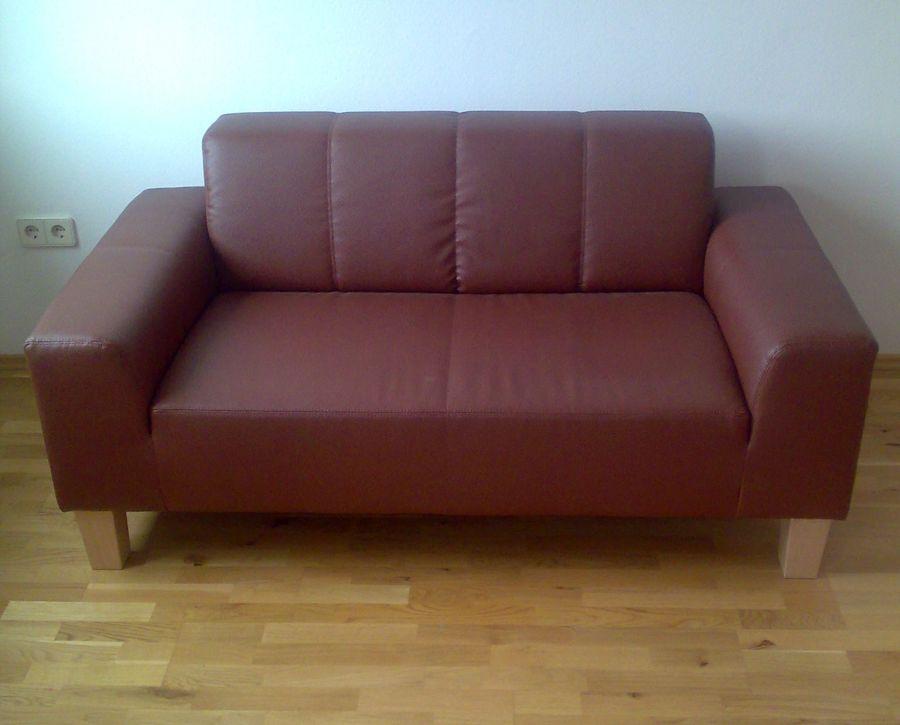 Ledersofa mit abgesetzter Seitenlehne - Gr��e: f�r 2 Personen - Farbe: braun