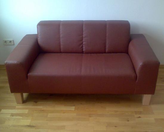 Ledersofa mit abgesetzter Seitenlehne - Gr��e: f�r 2 Personen - Farbe: braun