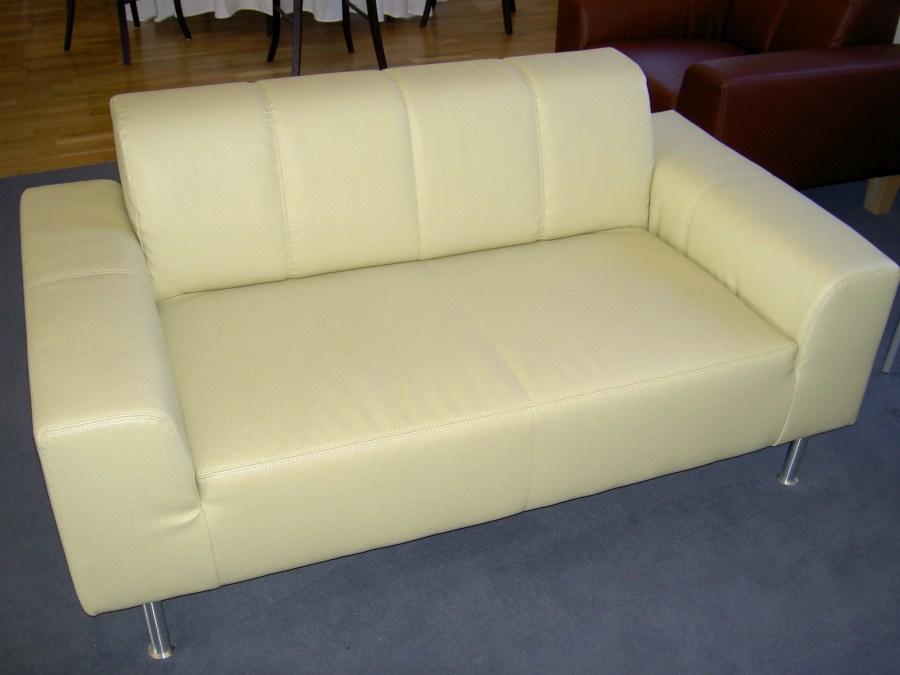 Ledersofa mit abgesetzter Seitenlehne - Gr��e: f�r 2 Personen - Farbe: beige