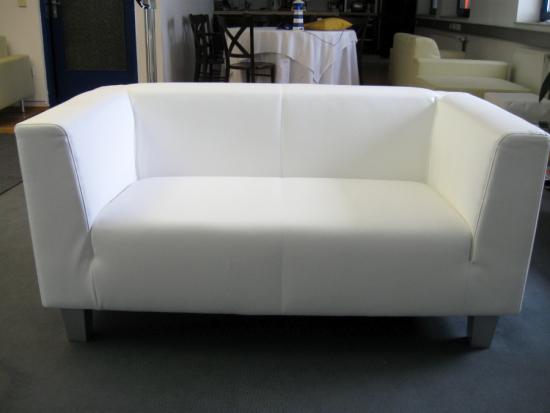 Ledersofa mit gleichhoher Seitenlehne - Gr��e: f�r 2 Personen - Farbe: wei�