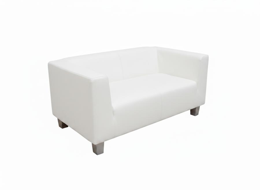 Ledersofa mit gleichhoher Seitenlehne - Gr��e: f�r 2 Personen - Farbe: wei�