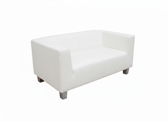 Ledersofa mit gleichhoher Seitenlehne - Gr��e: f�r 2 Personen - Farbe: wei�