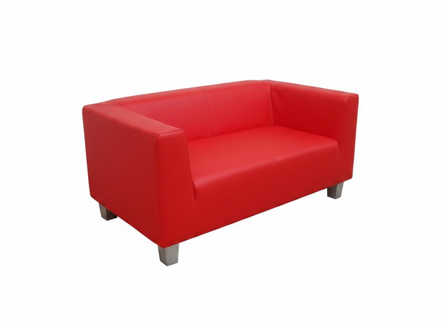 Ledersofa mit gleichhoher Seitenlehne - Gr��e: f�r 2 Personen - Farbe: rot