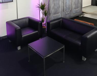 Ledersofa mit gleichhoher Seitenlehne - Gr��e: f�r 2 Personen - Farbe: schwarz
