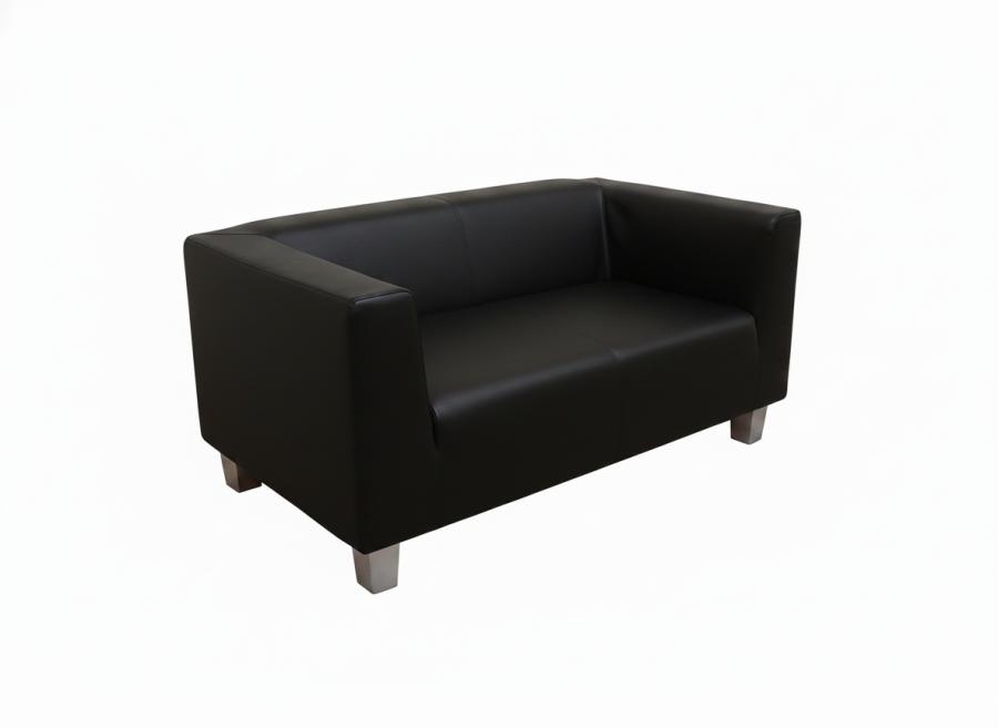 Ledersofa mit gleichhoher Seitenlehne - Gr��e: f�r 2 Personen - Farbe: schwarz