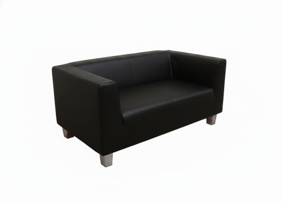 Ledersofa mit gleichhoher Seitenlehne - Gr��e: f�r 2 Personen - Farbe: schwarz