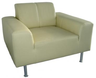Lederfauteuil mit abgesetzter Seitenlehne - Farbe: beige