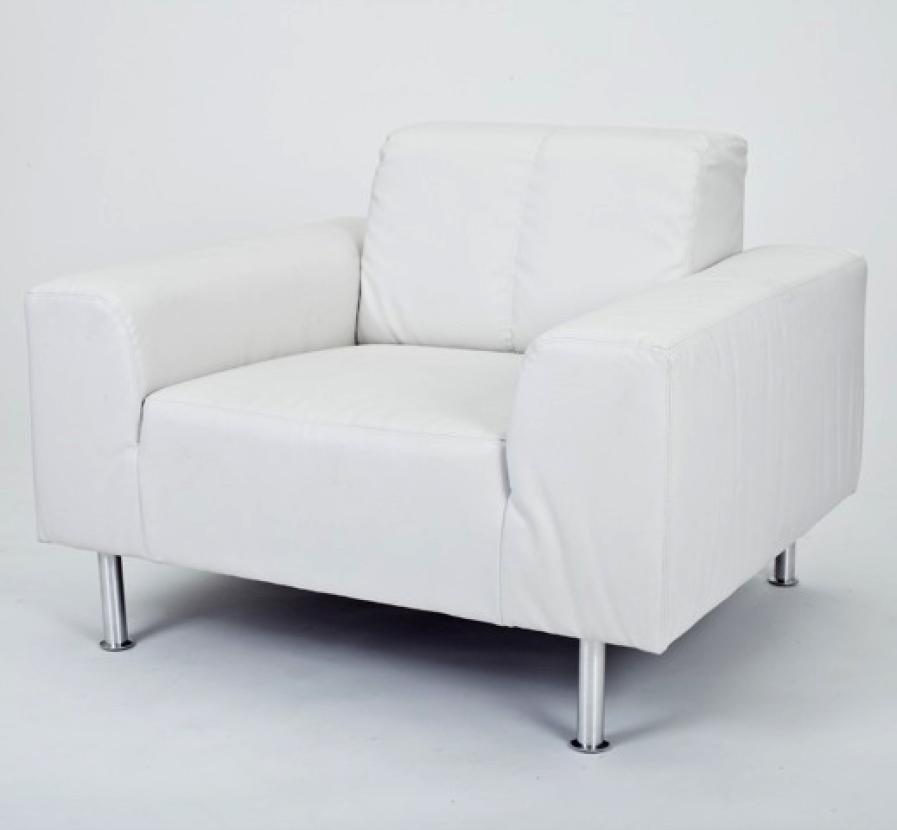 Lederfauteuil mit abgesetzter Seitenlehne - Farbe: wei�