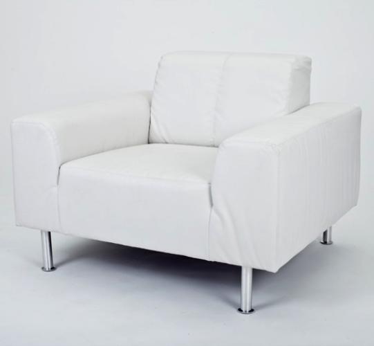 Lederfauteuil mit abgesetzter Seitenlehne - Farbe: wei�