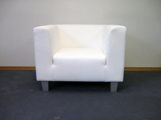 Lederfauteuil mit gleichhoher Seitenlehne - Farbe: wei�