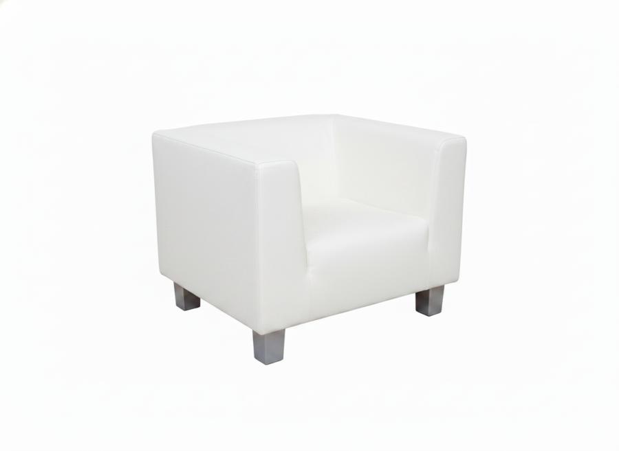 Lederfauteuil mit gleichhoher Seitenlehne - Farbe: wei�