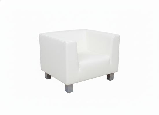 Lederfauteuil mit gleichhoher Seitenlehne - Farbe: wei�