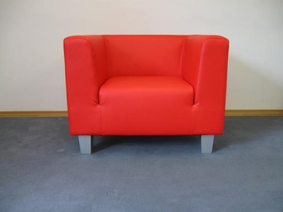 Lederfauteuil mit gleichhoher Seitenlehne - Farbe: rot