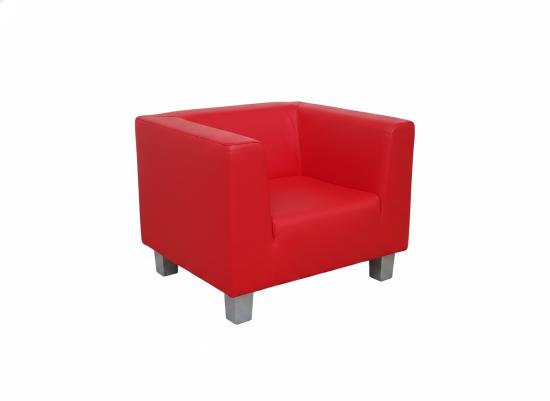 Lederfauteuil mit gleichhoher Seitenlehne - Farbe: rot