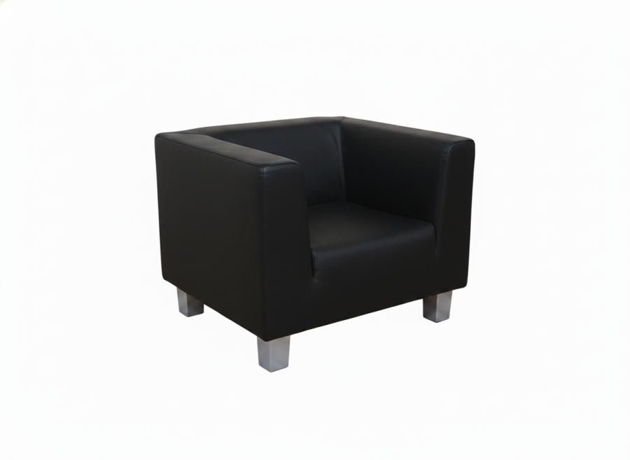 Lederfauteuil mit gleichhoher Seitenlehne - Farbe: schwarz