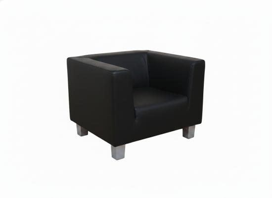 Lederfauteuil mit gleichhoher Seitenlehne - Farbe: schwarz
