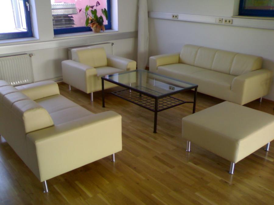 Lederhocker, 71 x 86 cm - Farbe: creme-wei�