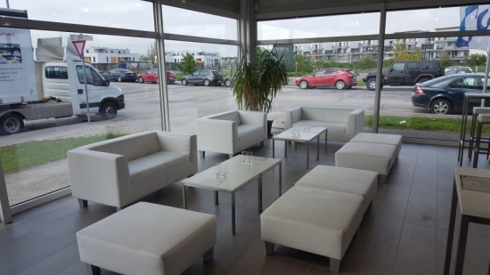 Lederhocker, 76 x 76 cm