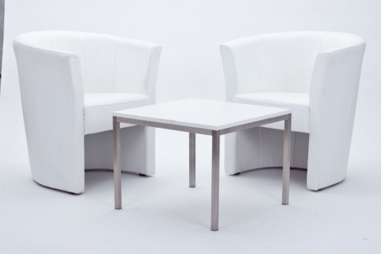 Lederfauteuil, runde Lehne - Farbe: wei�