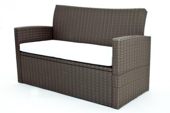 Rattangarnitur (1x Bank, 2x Sessel, 1x Tisch)