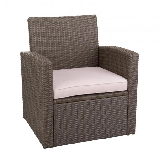 Rattangarnitur (1x Bank, 2x Sessel, 1x Tisch)