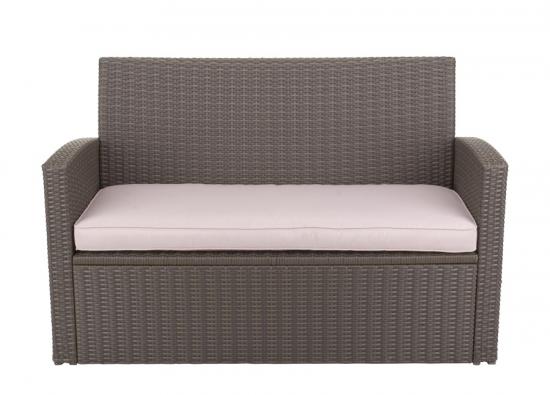 Rattangarnitur (1x Bank, 2x Sessel, 1x Tisch)