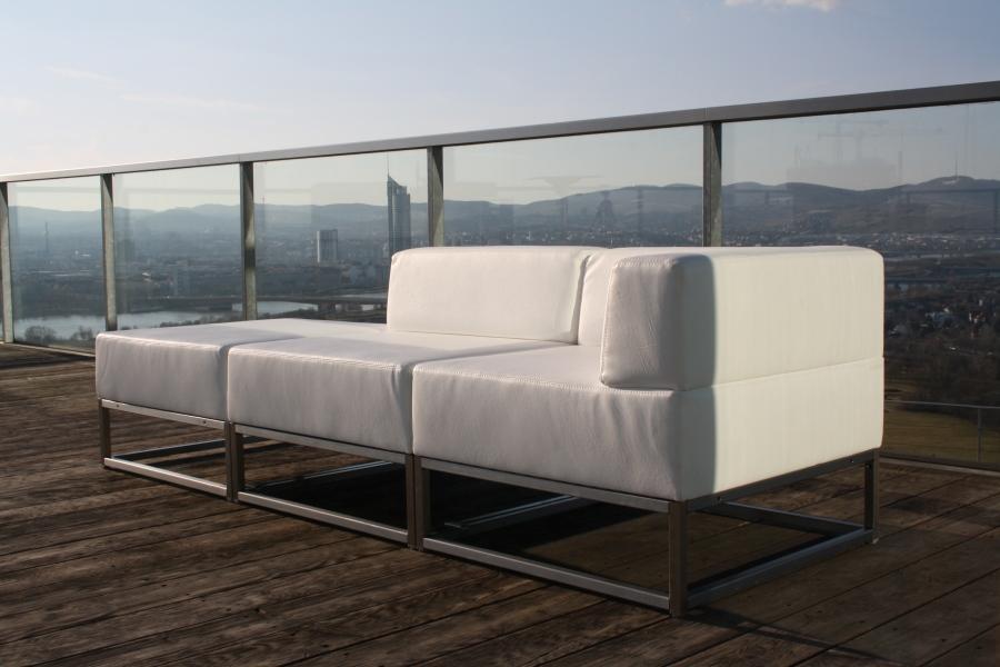 Sofamodul - Model: Hocker - �berzug: wei�es Kunstleder