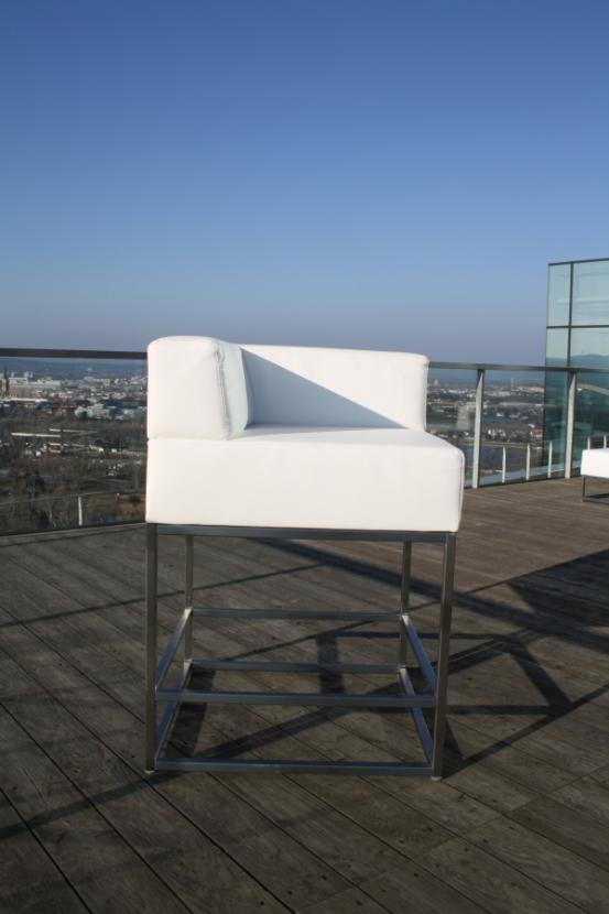 Lederhochsofamodul mit Ecklehne, 75 x 75 cm, wei� 